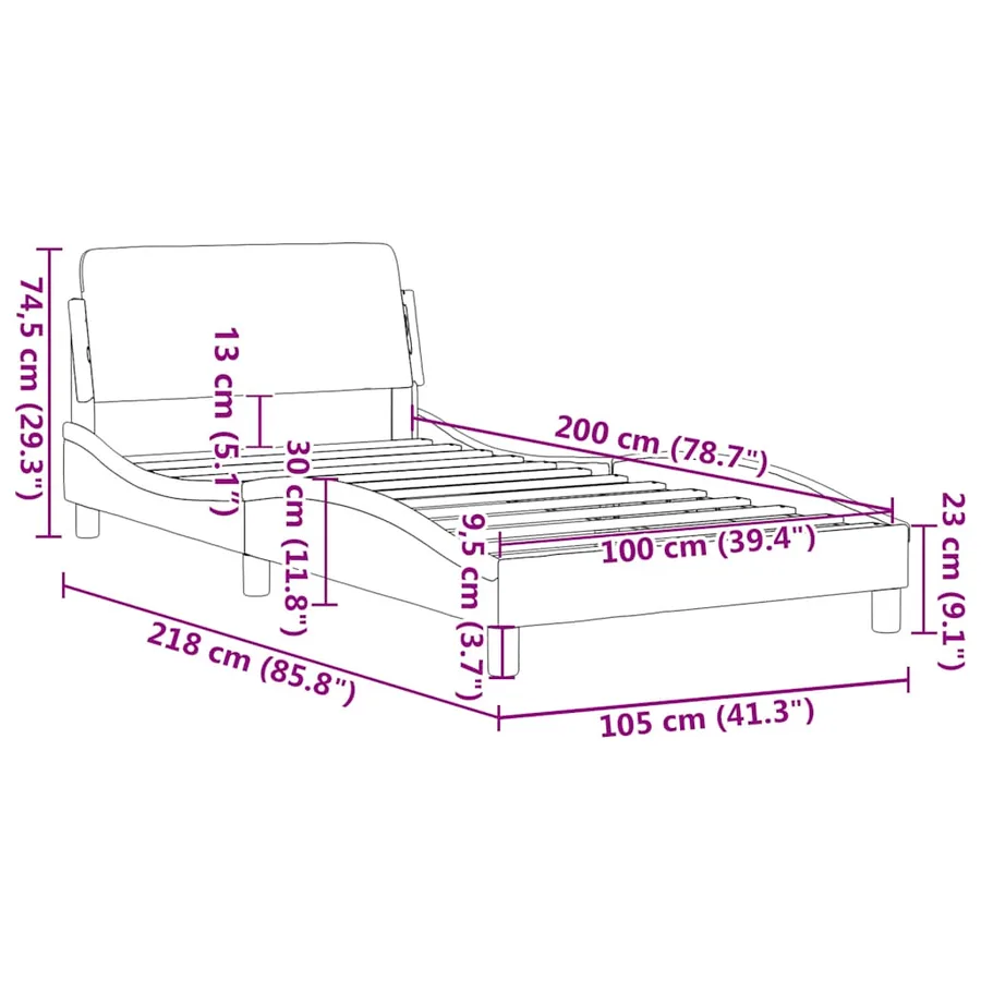 Cadre de lit Dover crème 100x200 cm tissu - 9