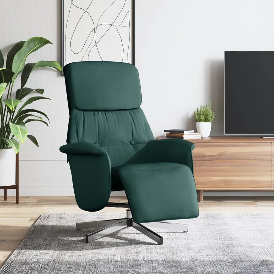 Fauteuil inclinable avec repose-pieds vert foncé tissu