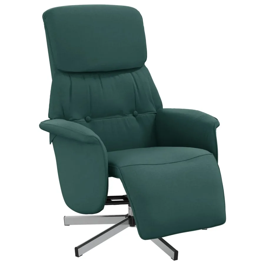 Fauteuil inclinable avec repose-pieds vert foncé tissu - 2