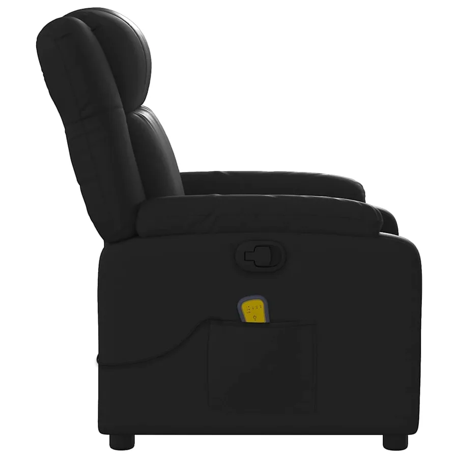 Fauteuil de massage inclinable noir similicuir - 8