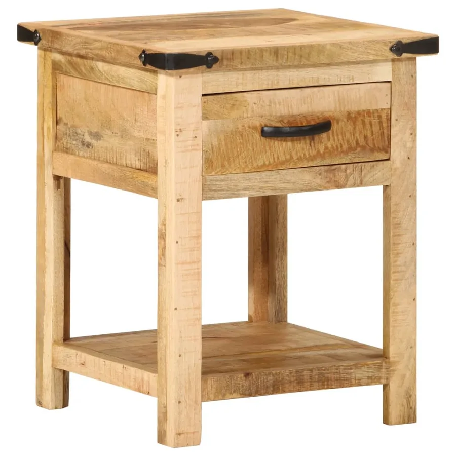 Table de chevet 40x40x50 cm bois de manguier massif - 10