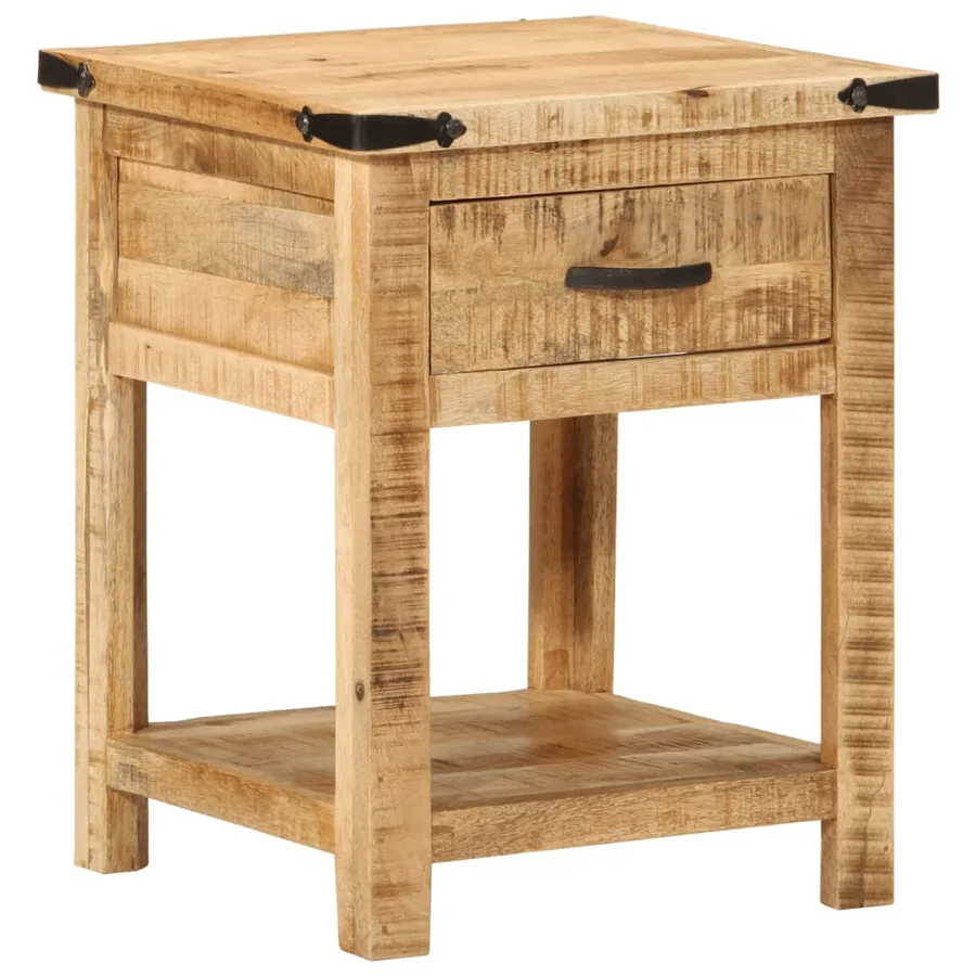 Table de chevet 40x40x50 cm bois de manguier massif - 11