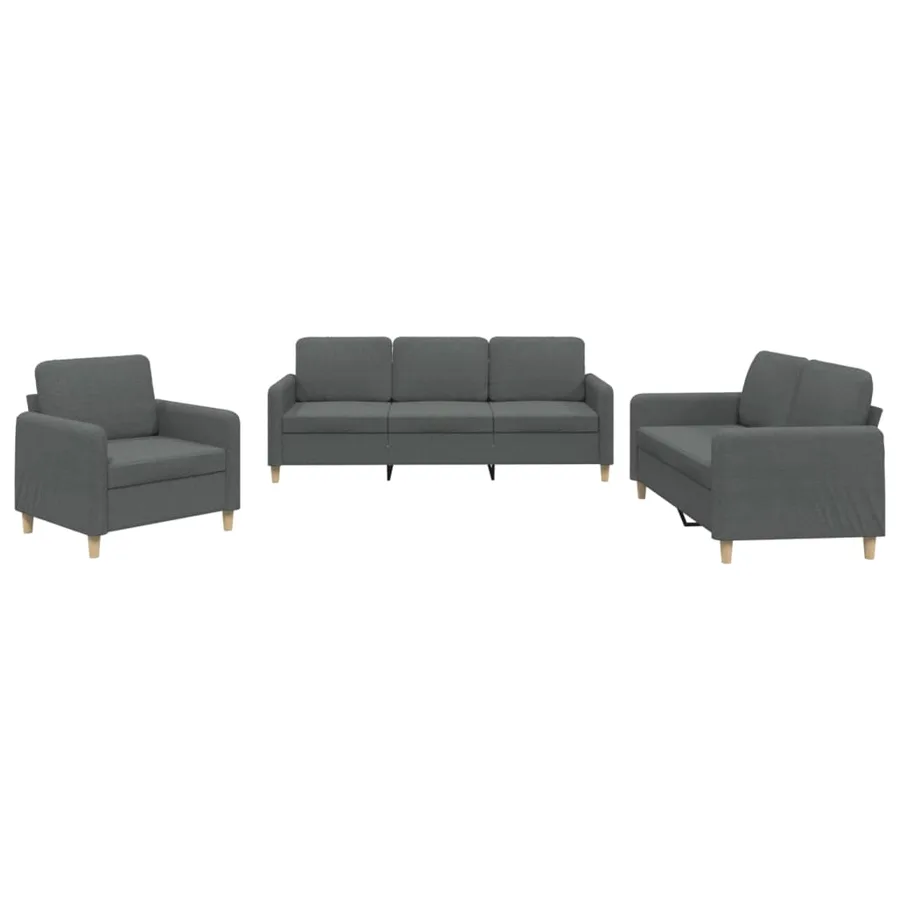 Ensemble de canapés 3 pcs avec coussins Gris foncé Tissu - 2