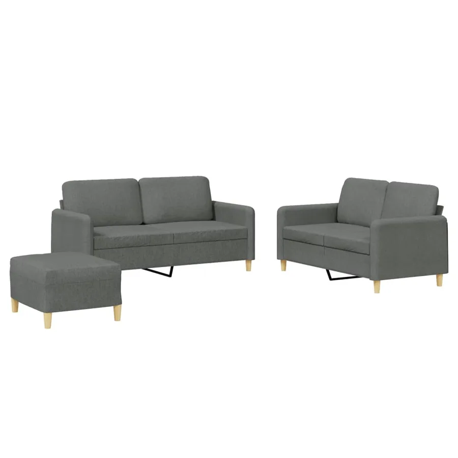 Ensemble de canapés 3 pcs avec coussins Gris foncé Tissu - 2