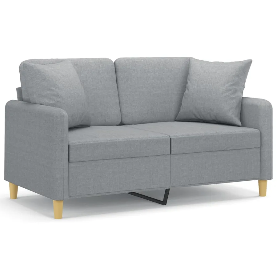 Canapé 2 places avec oreillers gris clair 120 cm tissu - 2