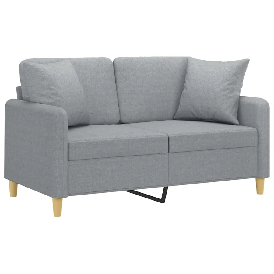 Canapé 2 places avec oreillers gris clair 120 cm tissu - 3