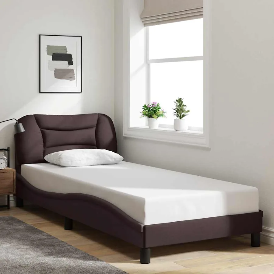 Cadre de lit sans matelas Hvar marron foncé 80x200 cm tissu