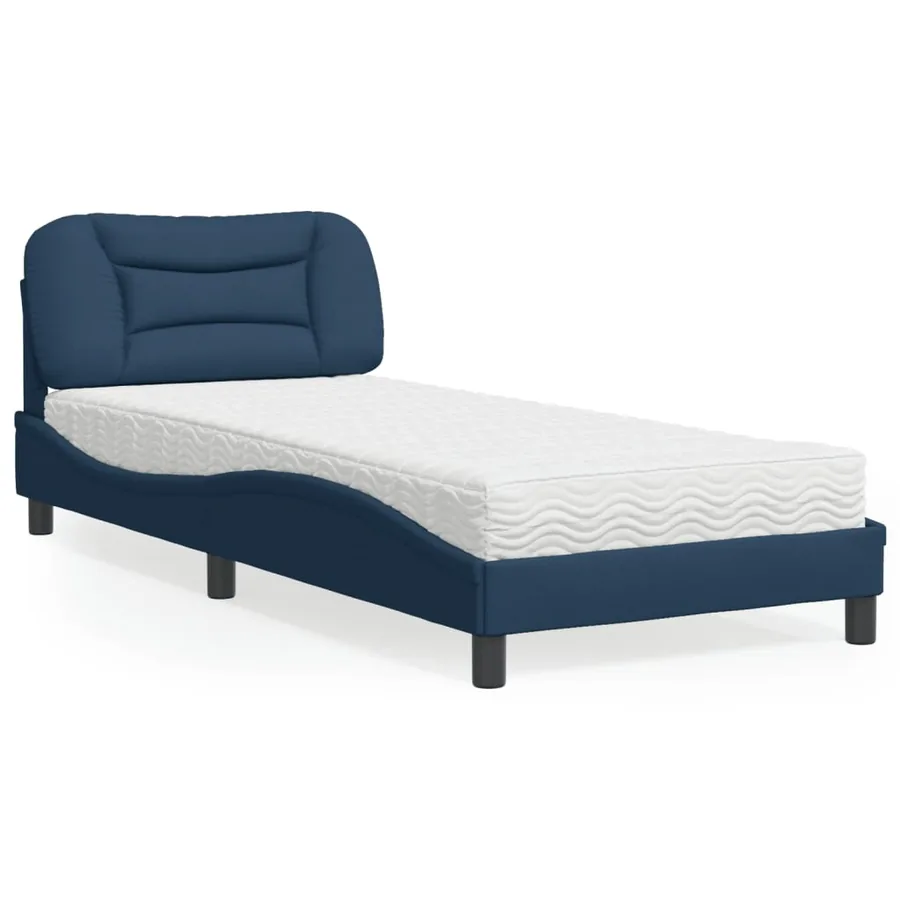 Lit avec matelas Hvar bleu 90x200 cm tissu