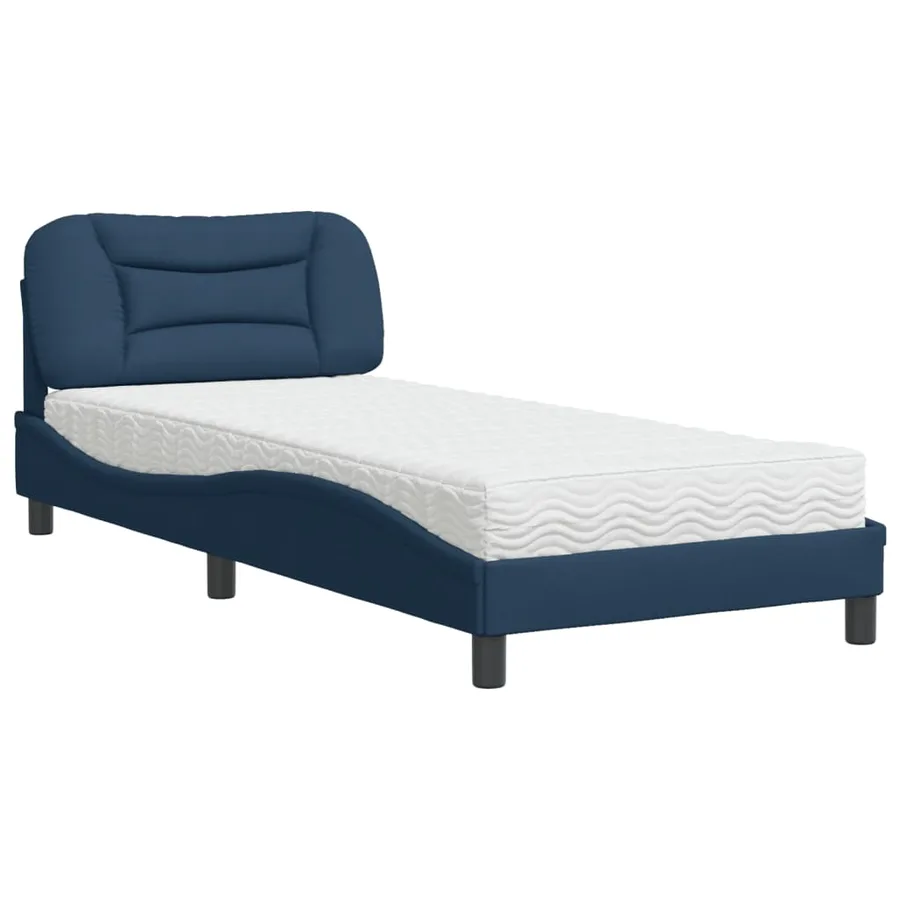 Lit avec matelas Hvar bleu 90x200 cm tissu - 2