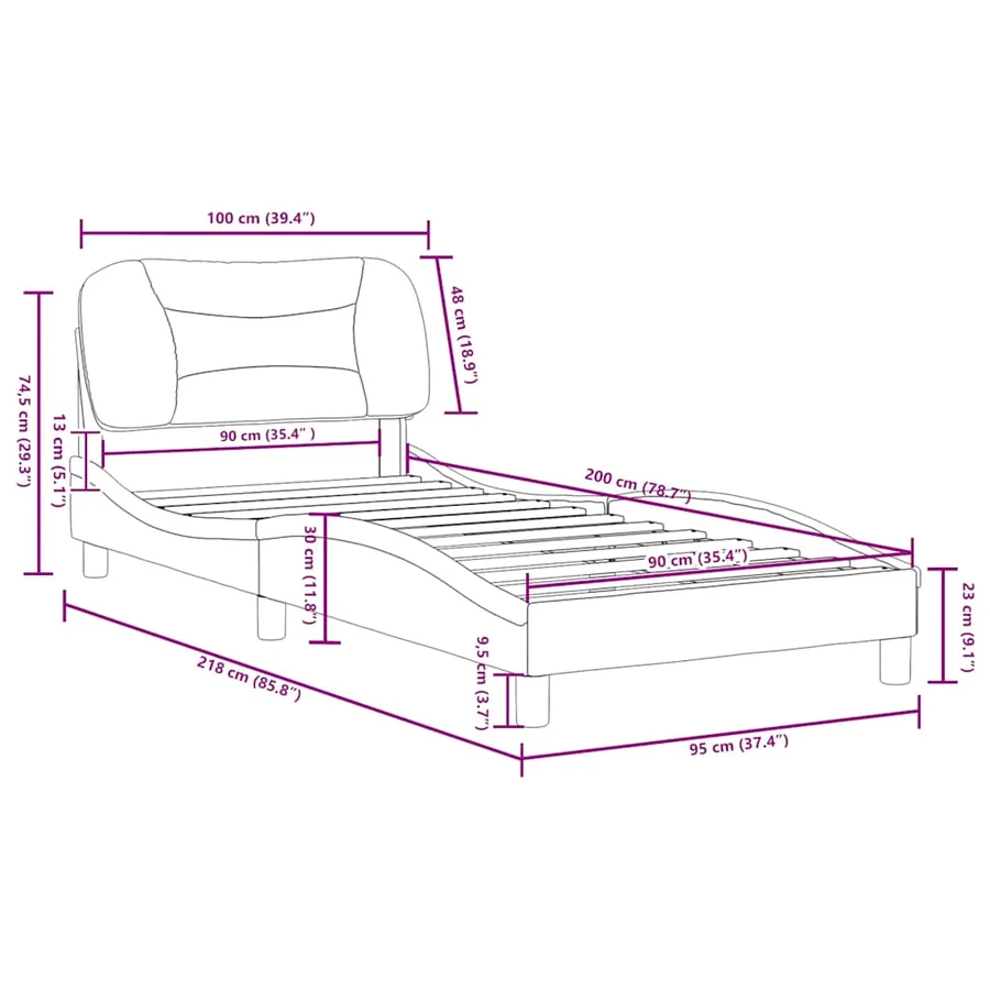 Cadre de lit sans matelas Hvar bleu 90x200 cm tissu - 12