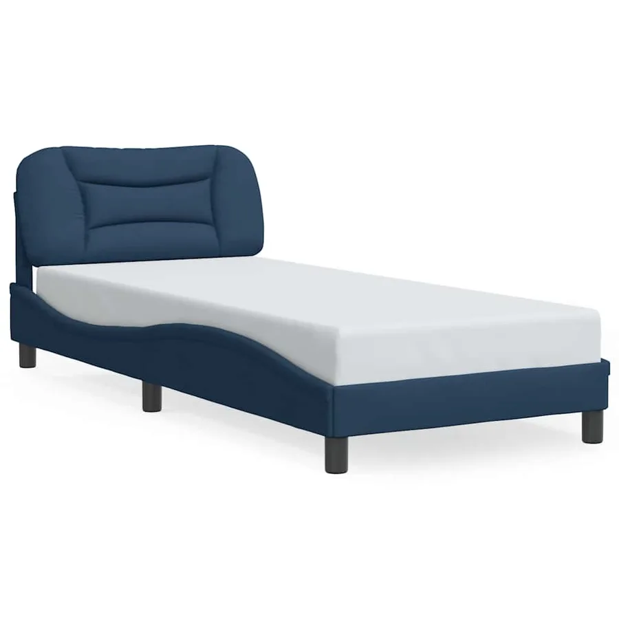 Cadre de lit sans matelas Hvar bleu 90x200 cm tissu - 2