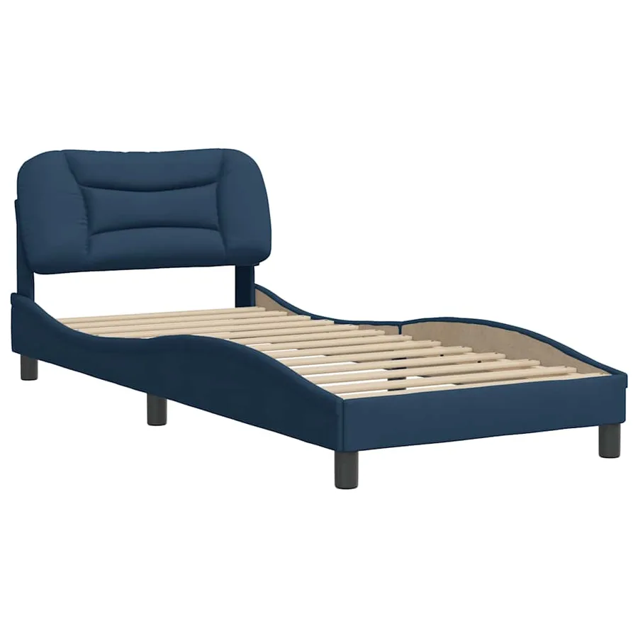 Cadre de lit sans matelas Hvar bleu 90x200 cm tissu - 3