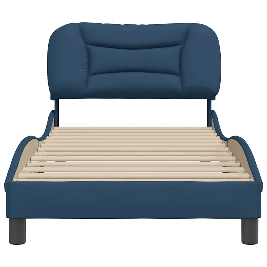 Cadre de lit sans matelas Hvar bleu 90x200 cm tissu - 4