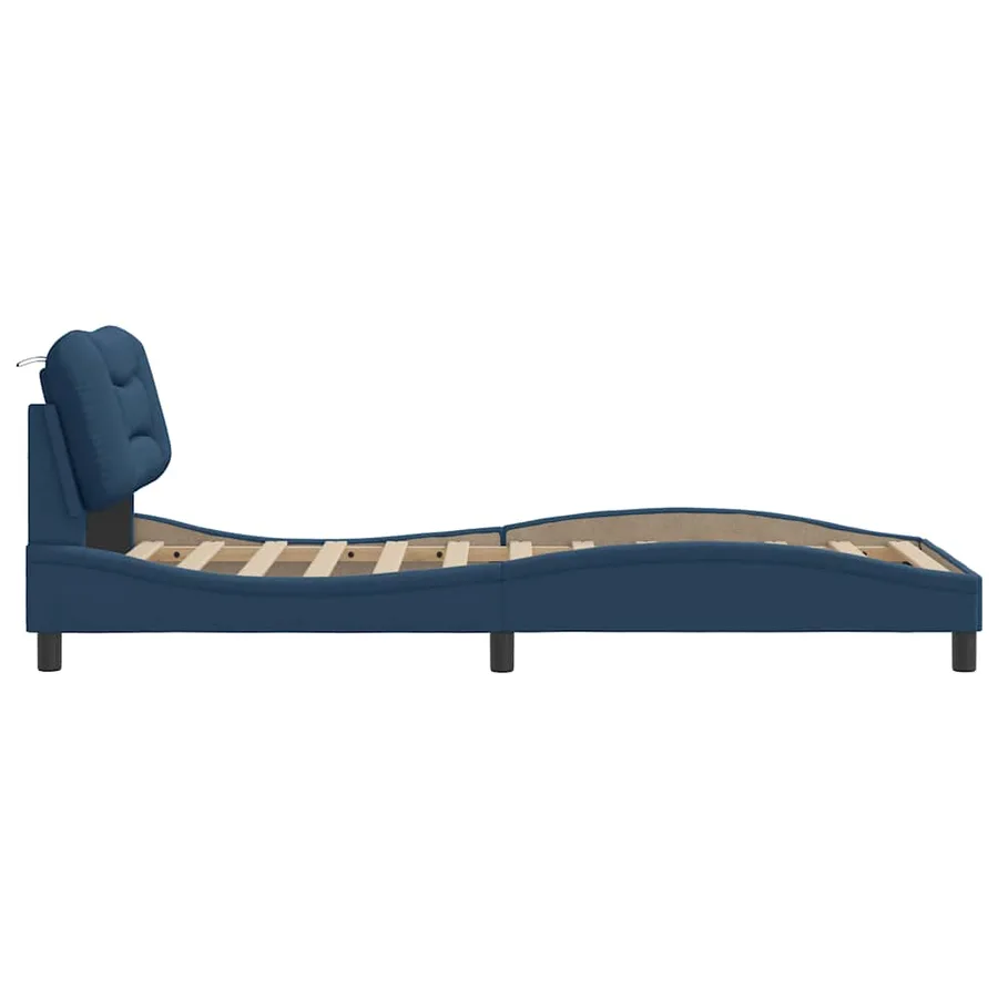 Cadre de lit sans matelas Hvar bleu 90x200 cm tissu - 5
