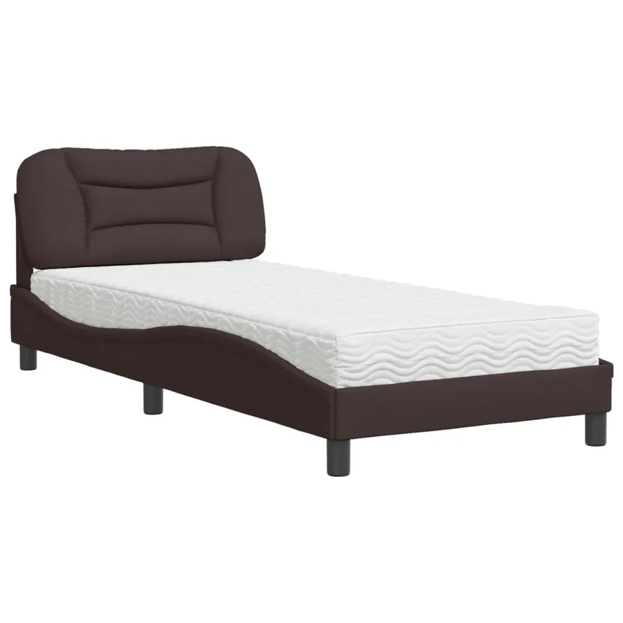 Lit avec matelas Hvar marron foncé 80x200 cm tissu - 2