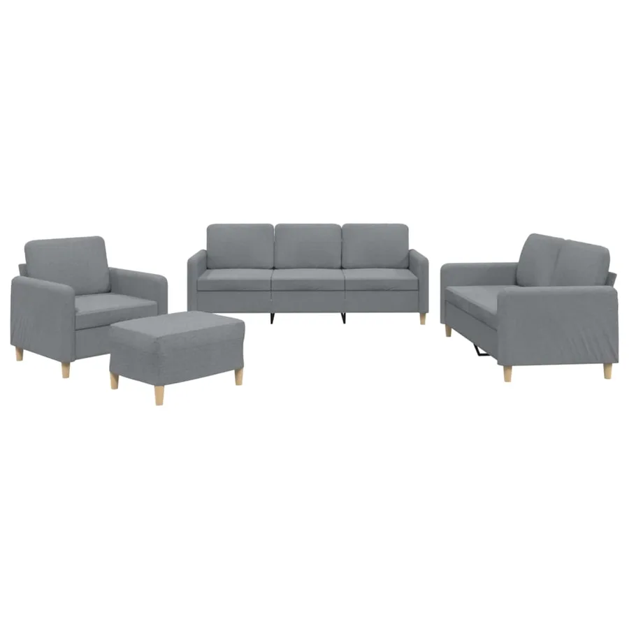 Ensemble de canapés 4 pcs avec coussins Gris clair Tissu - 2