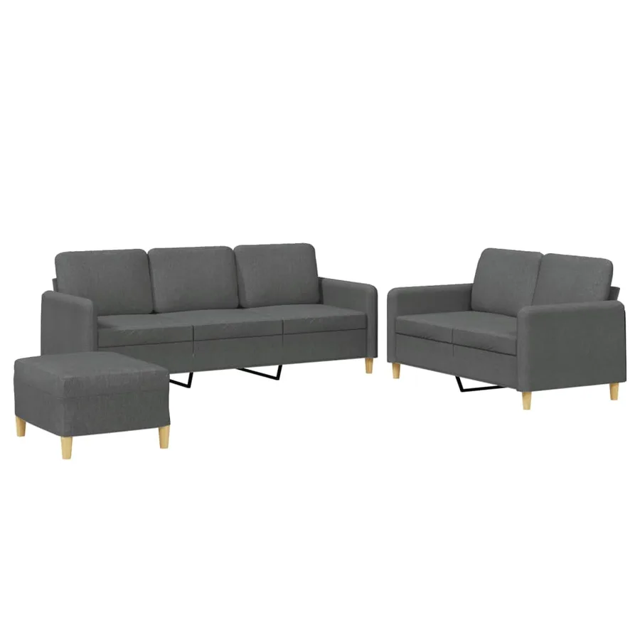 Ensemble de canapés 3 pcs avec coussins Gris foncé Tissu - 2