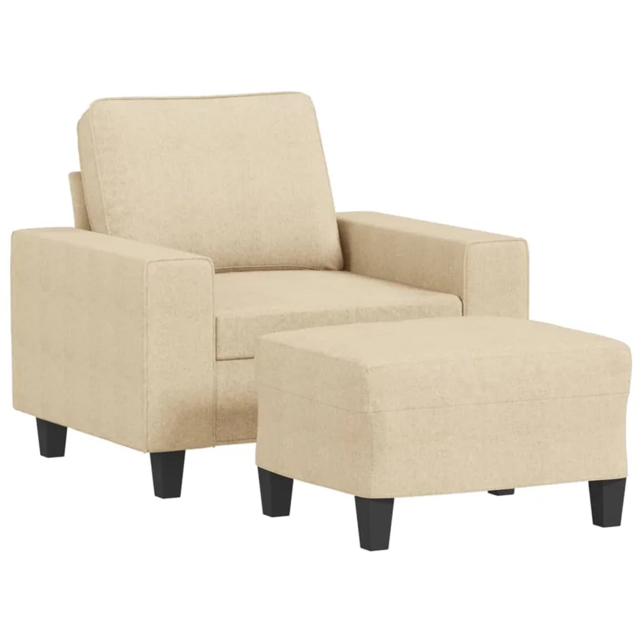 Fauteuil avec repose-pied Crème 60 cm Tissu - 2
