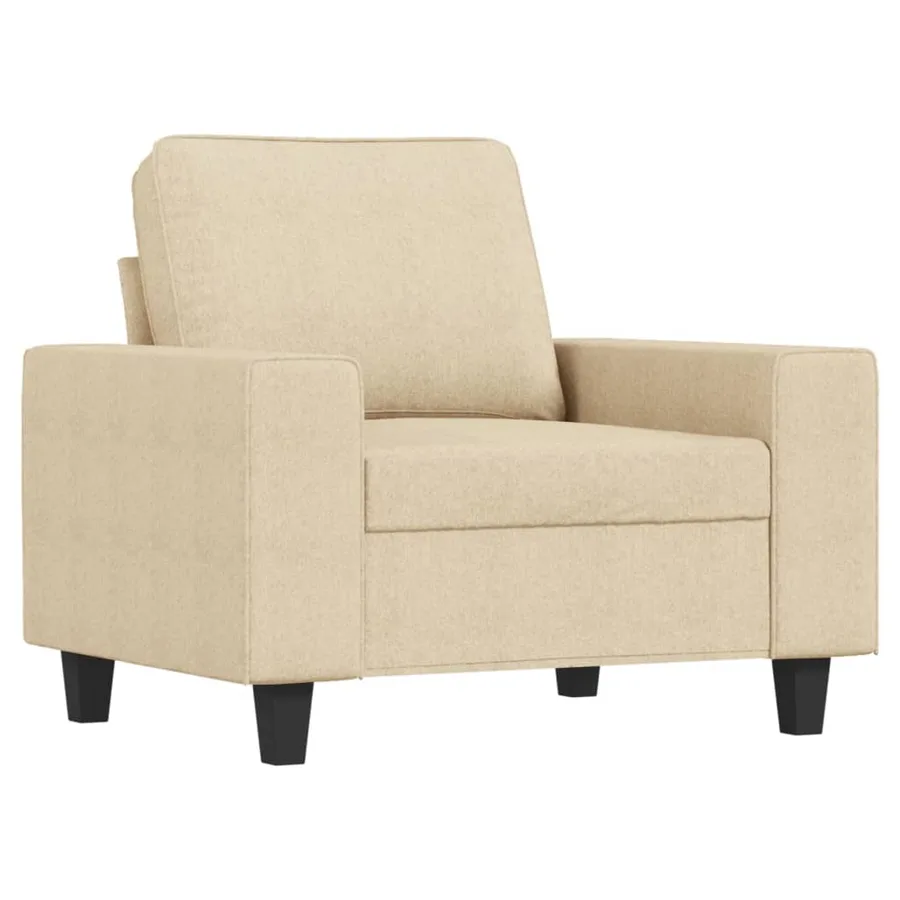 Fauteuil avec repose-pied Crème 60 cm Tissu - 3
