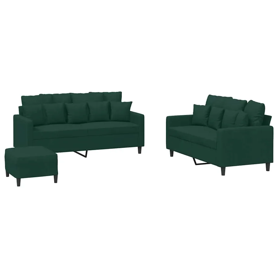 Ensemble de canapés 3 pcs avec coussins Vert foncé Velours - 2