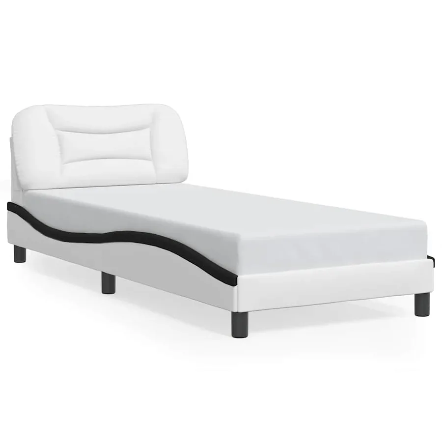 Cadre de lit sans matelas Hvar blanc et noir 80x200 cm similicuir - 2