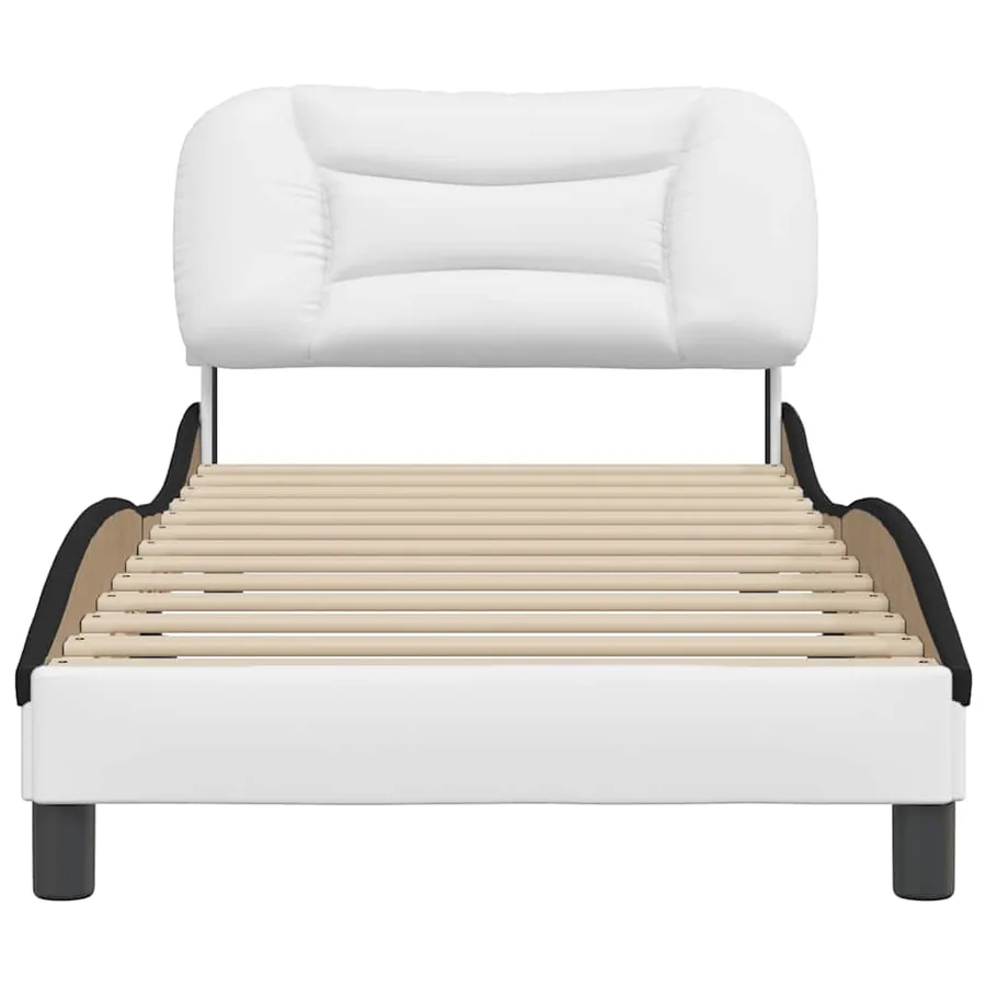 Cadre de lit sans matelas Hvar blanc et noir 80x200 cm similicuir - 4