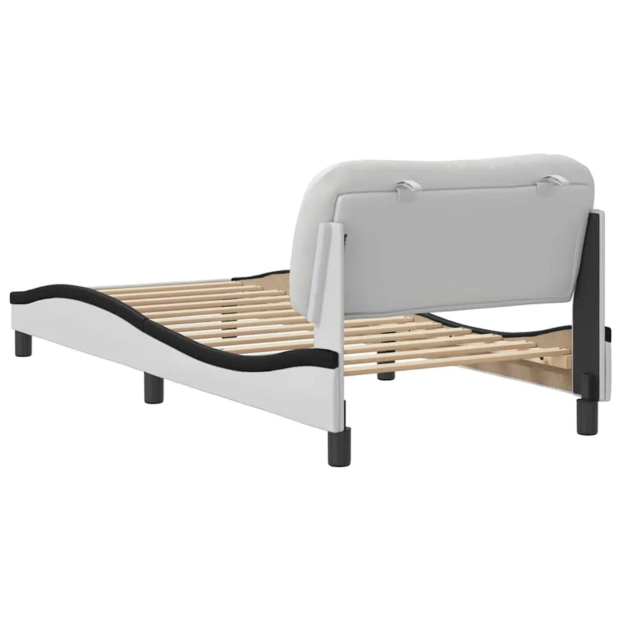 Cadre de lit sans matelas Hvar blanc et noir 80x200 cm similicuir - 6