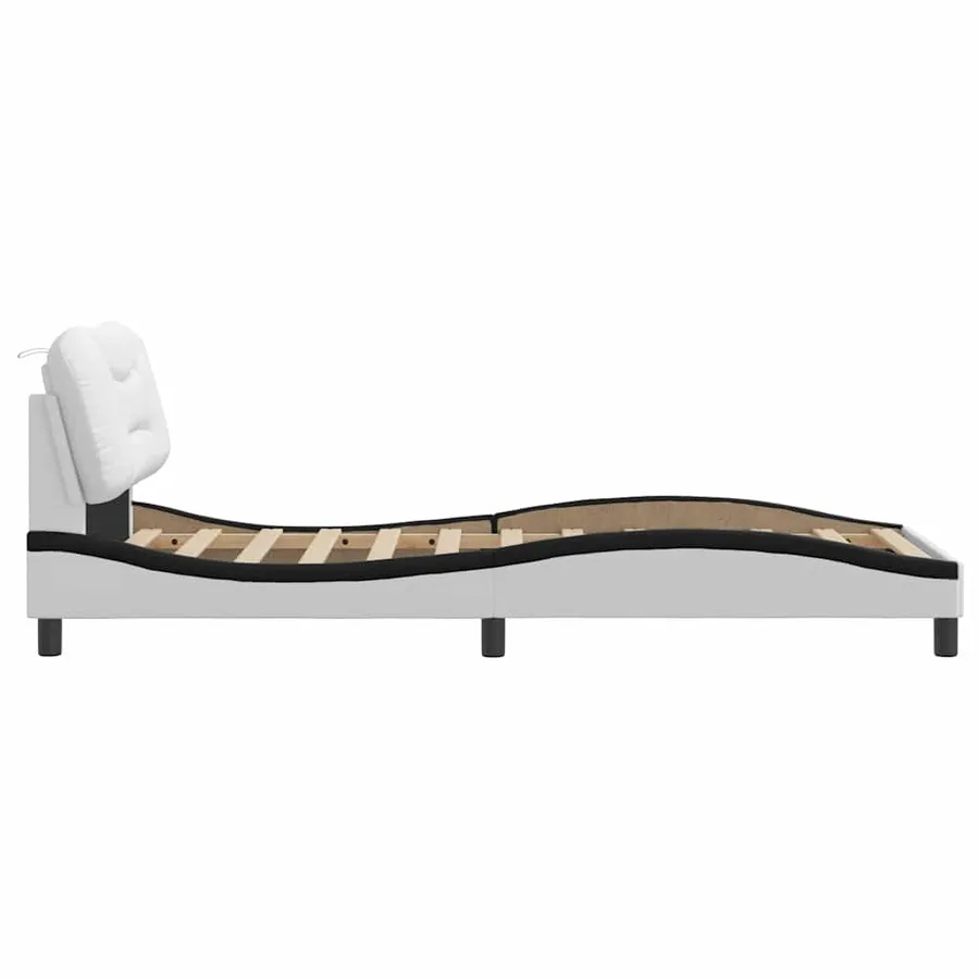 Cadre de lit sans matelas Hvar blanc et noir 80x200 cm similicuir - 7