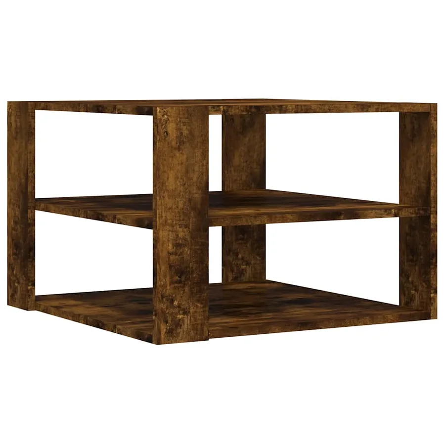 Table basse chêne fumé 58x58x40 cm bois d'ingénierie - 2