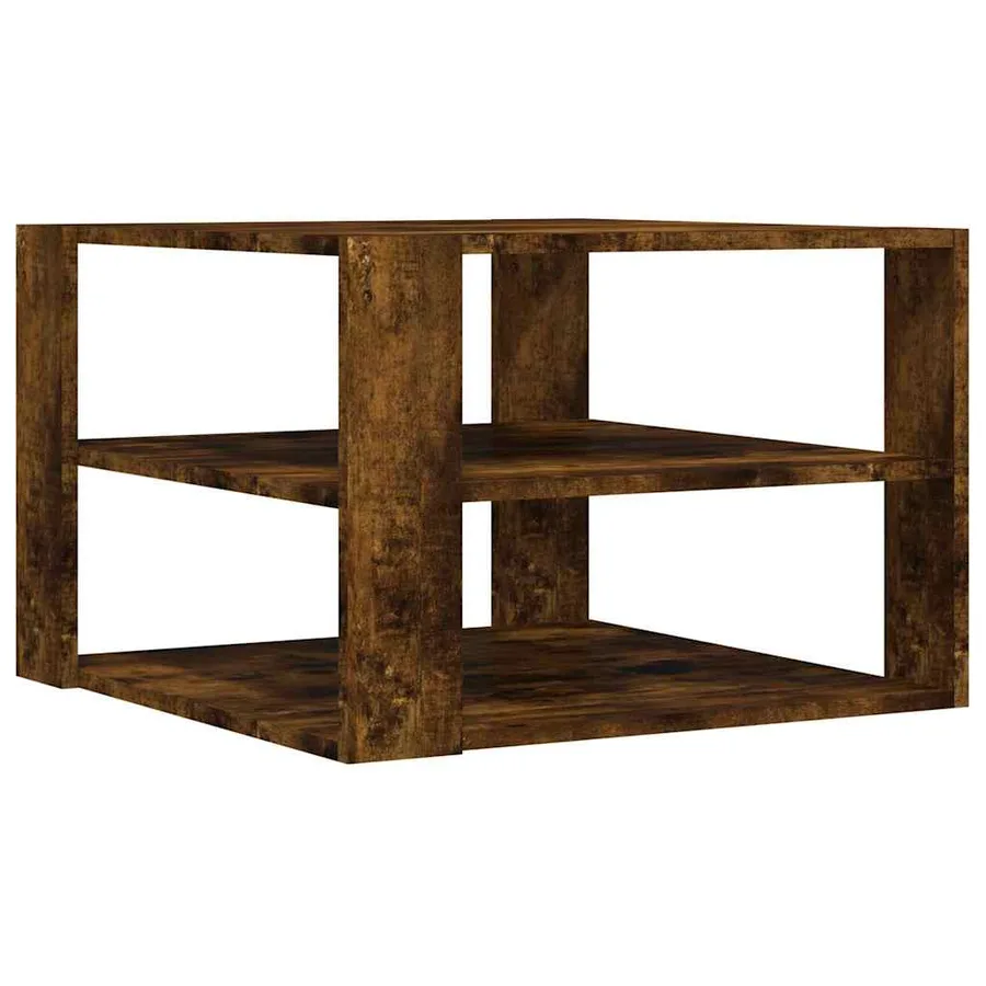 Table basse chêne fumé 58x58x40 cm bois d'ingénierie - 5