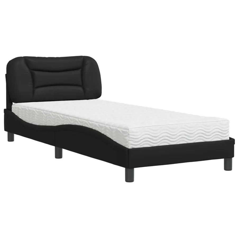 Lit avec matelas Hvar noir 90x200 cm similicuir - 2