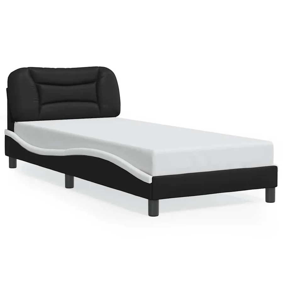 Cadre de lit sans matelas Hvar noir et blanc 90x200 cm similicuir - 2