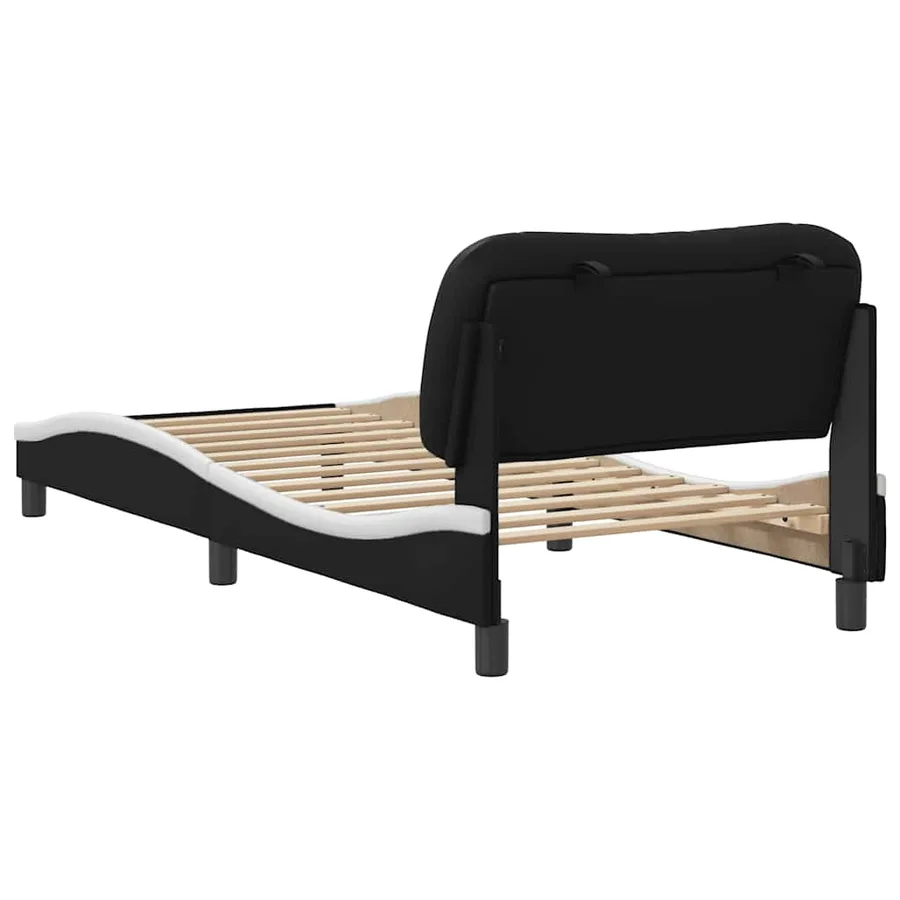 Cadre de lit sans matelas Hvar noir et blanc 90x200 cm similicuir - 6