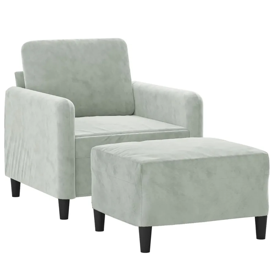 Fauteuil avec repose-pied Gris clair 60 cm Velours - 3