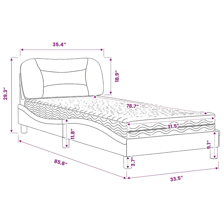 Lit avec matelas Hvar crème 80x200 cm tissu - 11