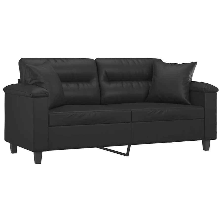 Canapé 2 places avec oreillers décoratifs noir 140cm similicuir - 3