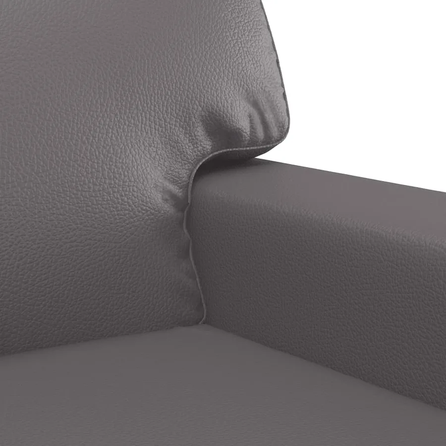 Ensemble de canapés 2 pcs avec coussins gris similicuir - 5