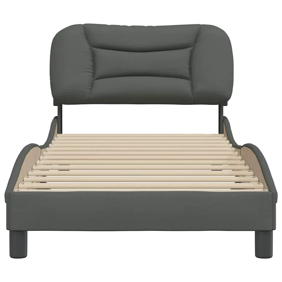 Cadre de lit sans matelas Hvar gris foncé 80x200 cm tissu - 4