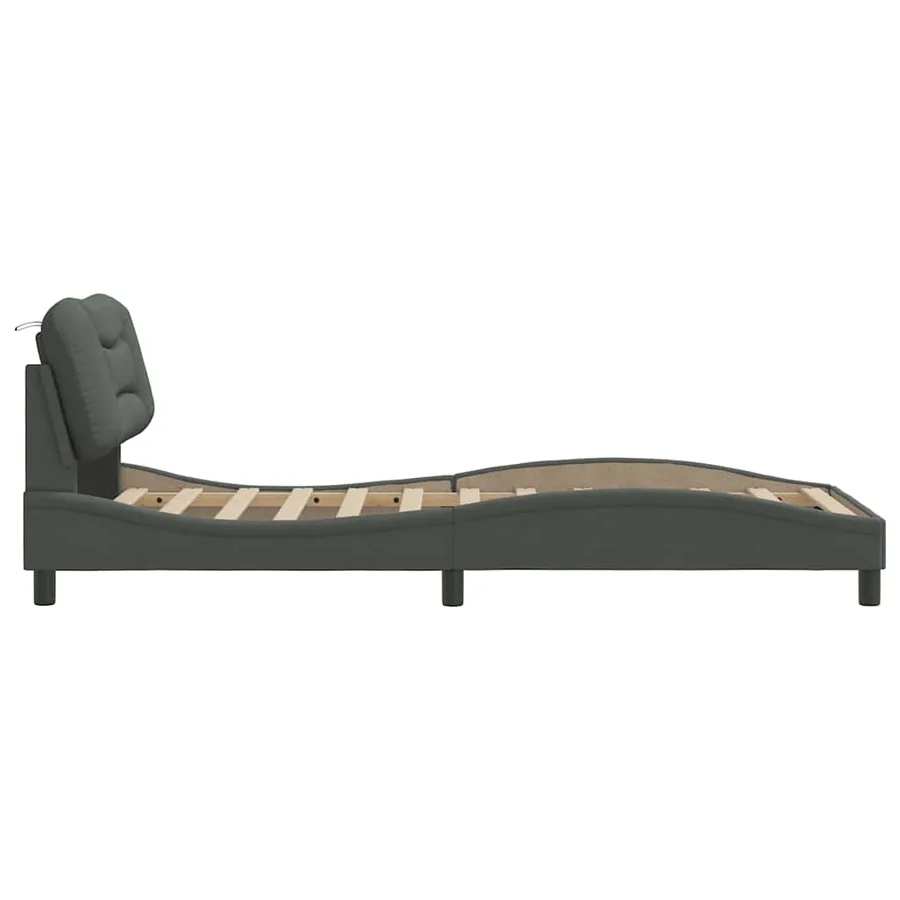 Cadre de lit sans matelas Hvar gris foncé 80x200 cm tissu - 5