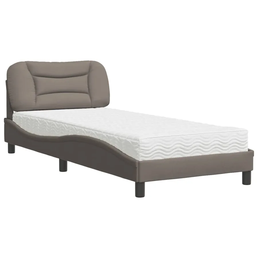 Lit avec matelas Hvar taupe 90x200 cm tissu - 2