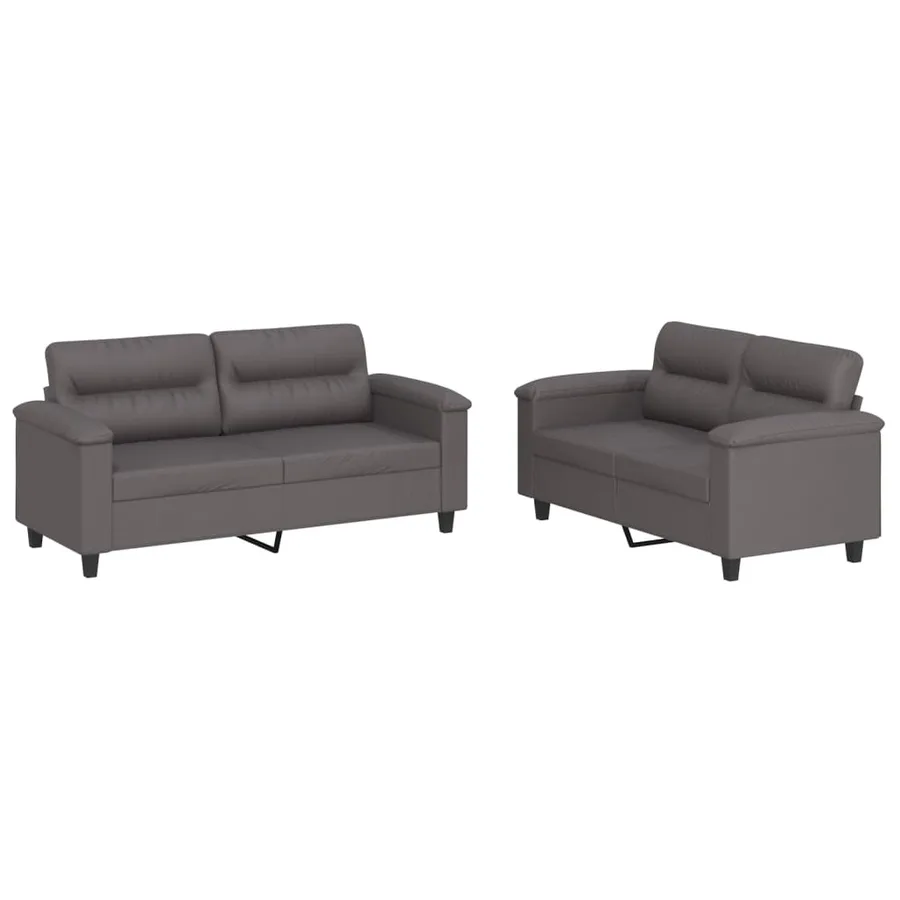 Ensemble de canapés 2 pcs avec coussins Gris Similicuir - 2