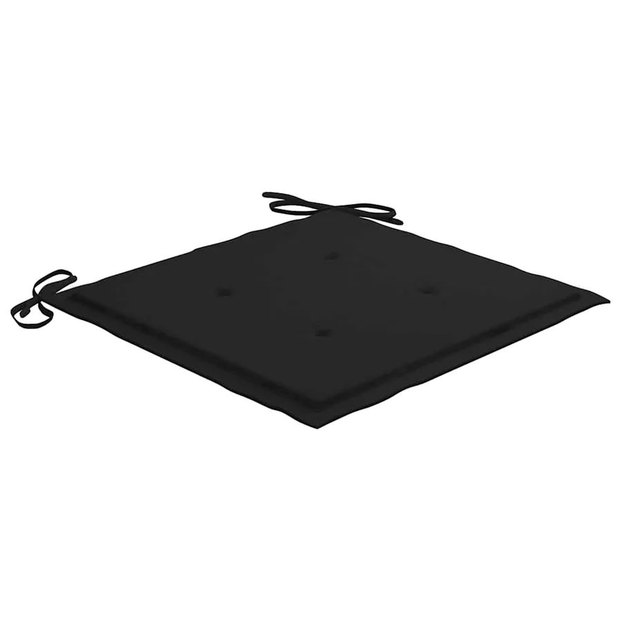 Chaise à bascule avec coussin noir Bois de teck solide - 3