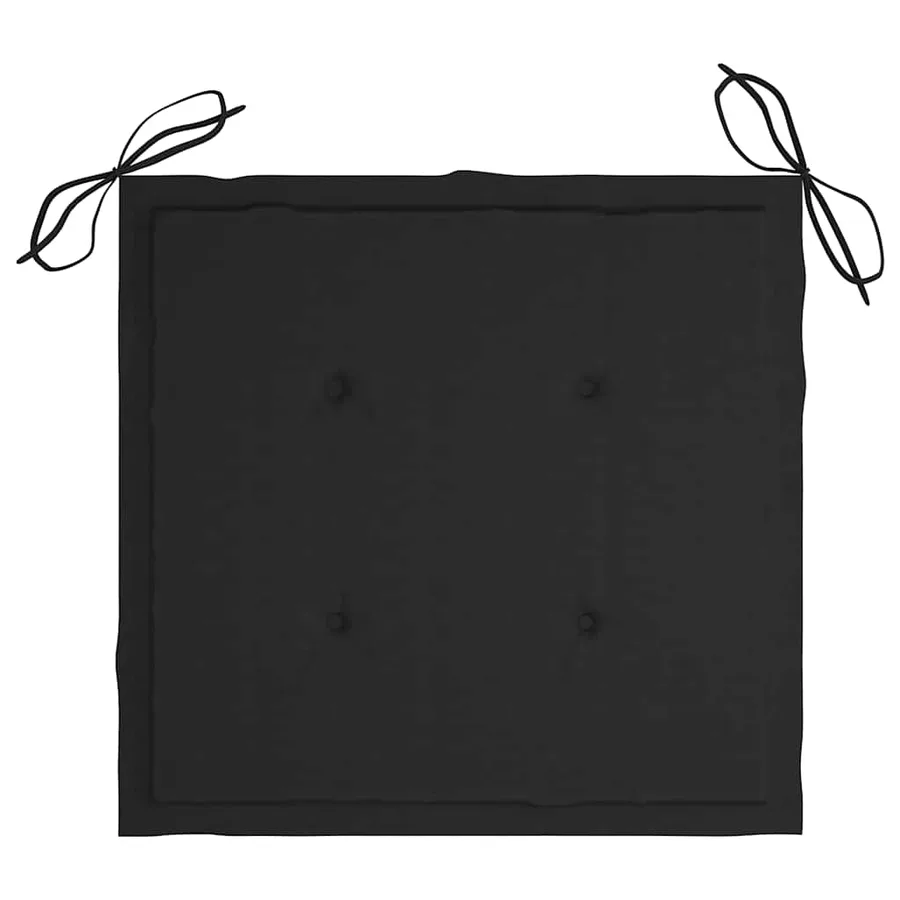 Chaise à bascule avec coussin noir Bois de teck solide - 4
