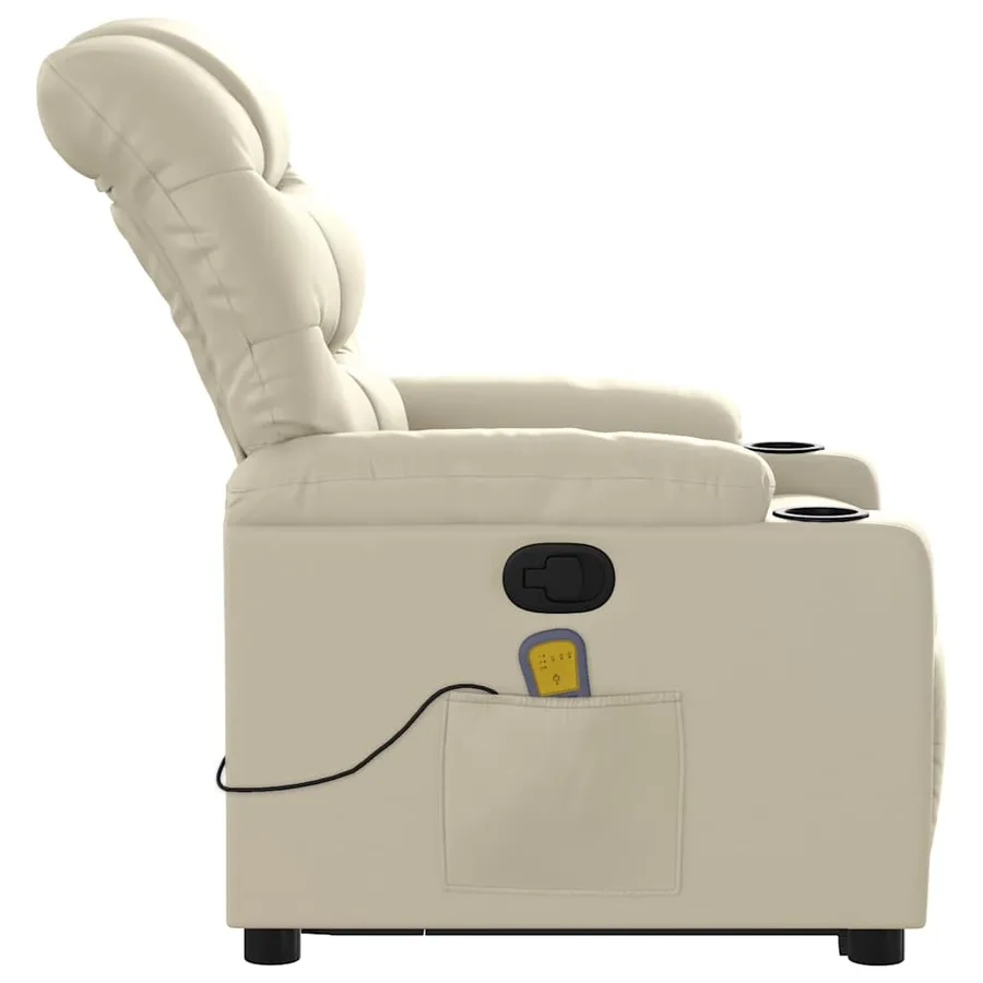 Fauteuil inclinable de massage Crème Similicuir - 10