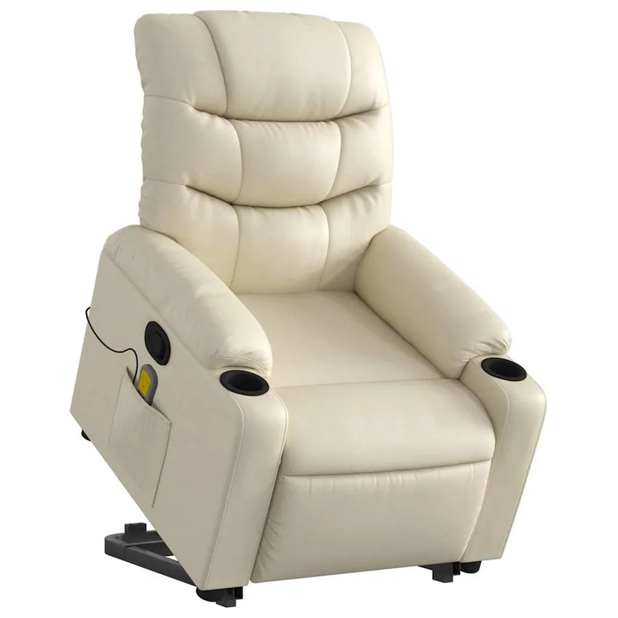 Fauteuil inclinable de massage Crème Similicuir - 3