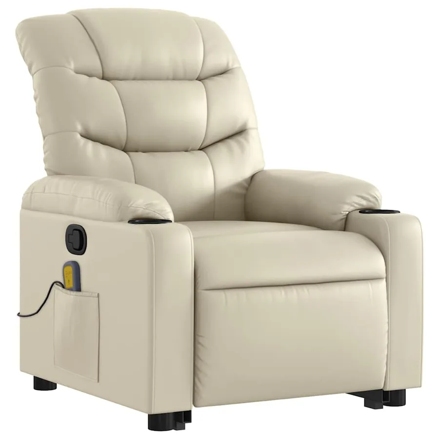 Fauteuil inclinable de massage Crème Similicuir - 4