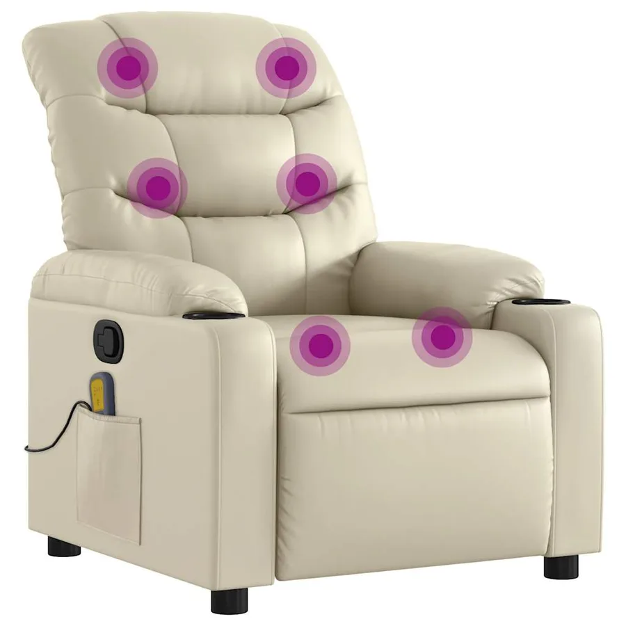 Fauteuil inclinable de massage Crème Similicuir - 2