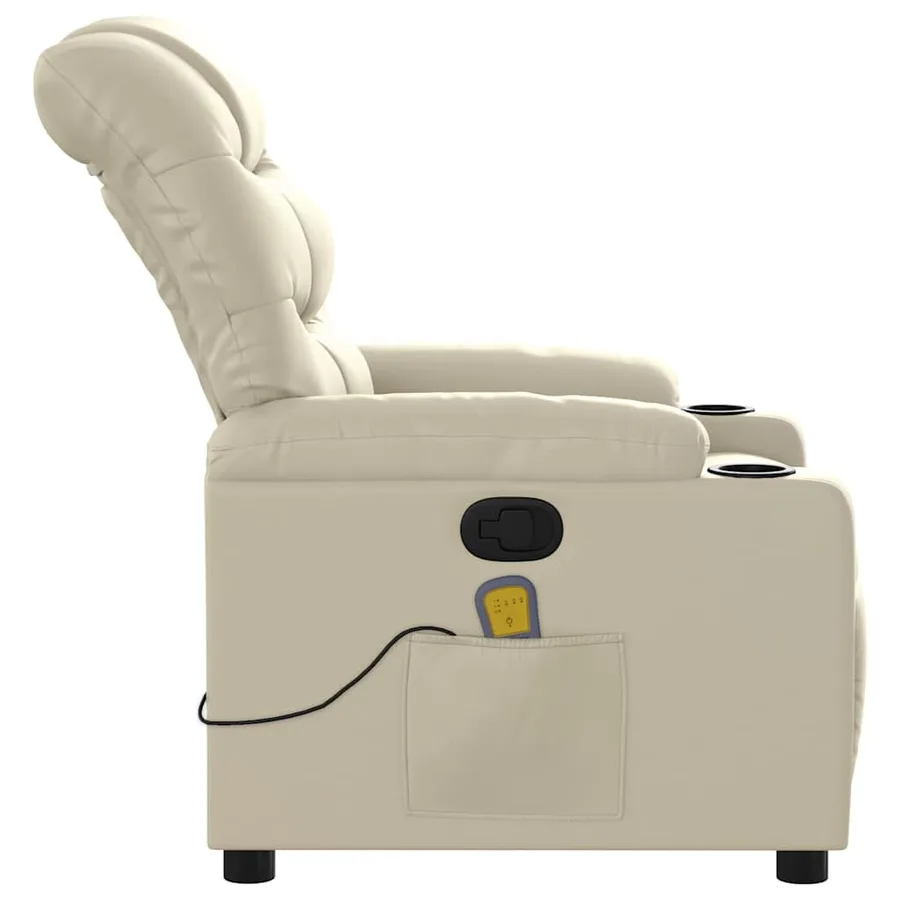 Fauteuil inclinable de massage Crème Similicuir - 8