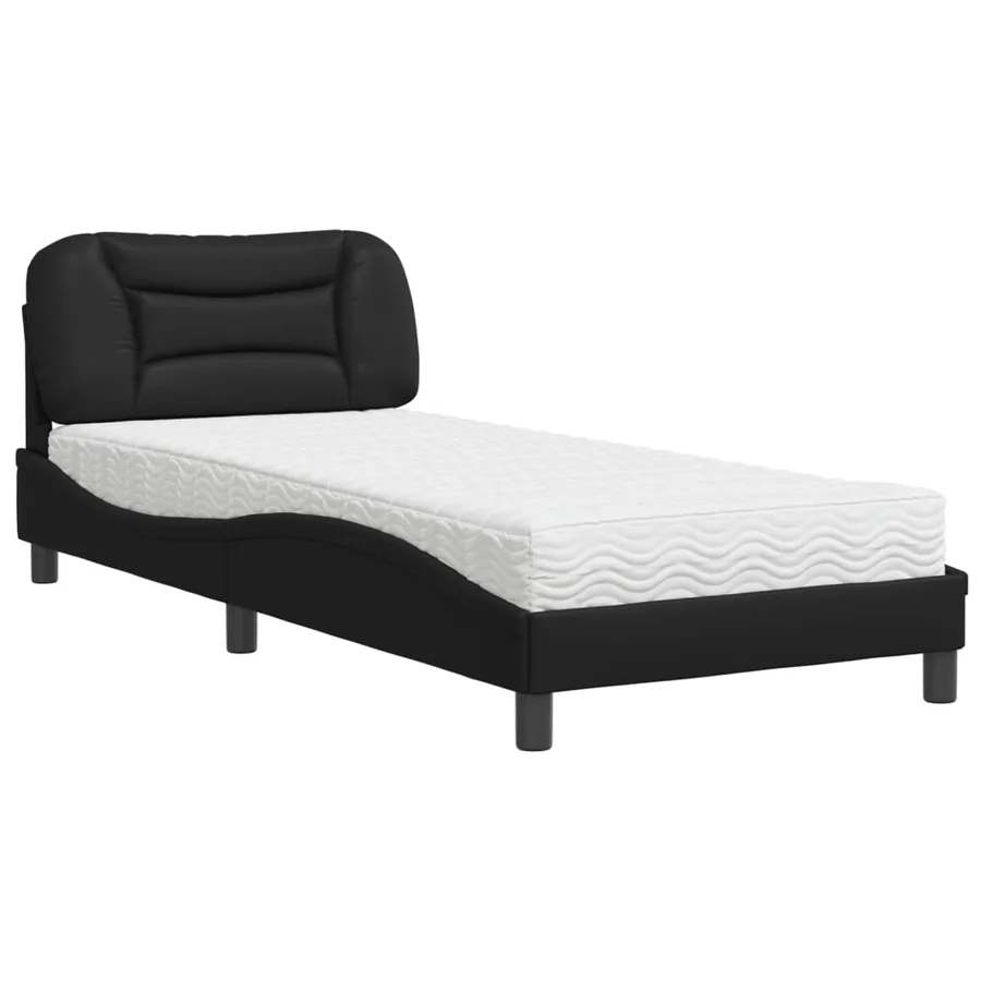 Lit avec matelas Hvar noir 80x200 cm similicuir - 2