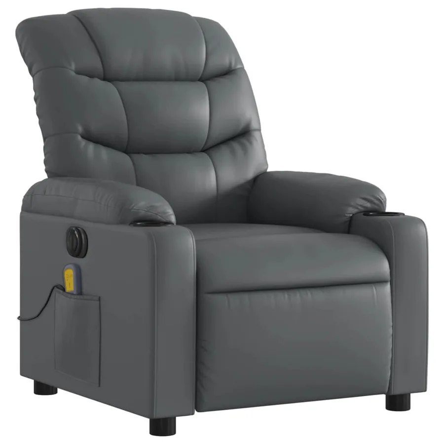 Fauteuil de massage inclinable électrique gris similicuir - 4